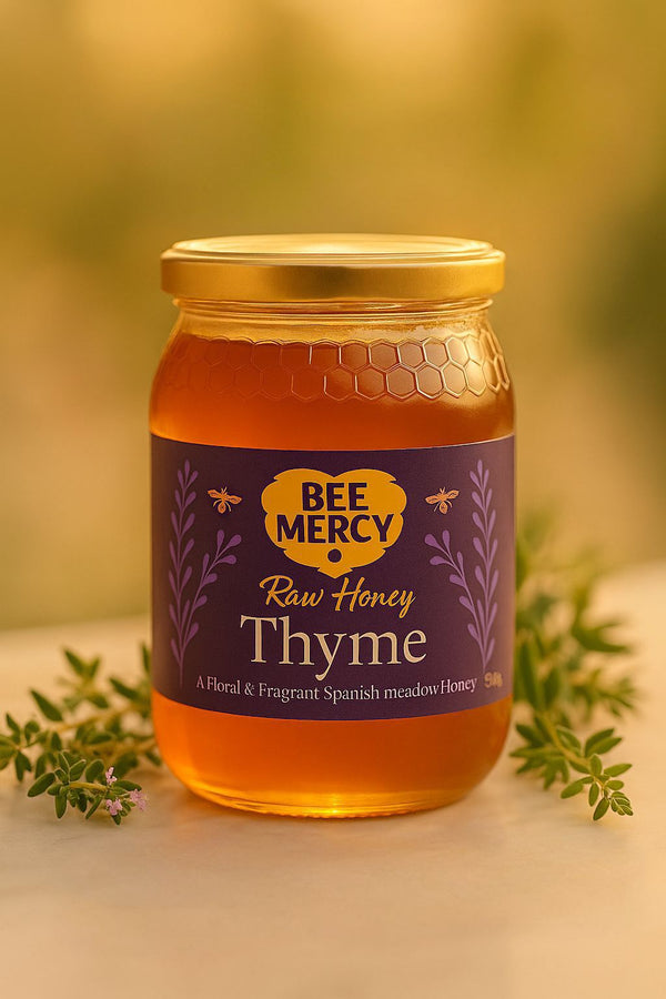 Raw Thyme Honey – unpasteurised natural honey jar