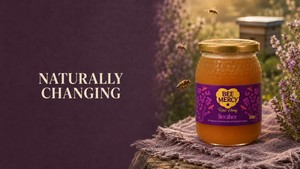 Crystallised raw honey in a jar showing natural texture and colour change