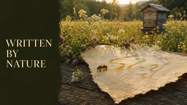 Honey flowing like ink a poetic image of bees and their golden gift
