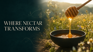 Close-up of raw honey showing natural enzymes and golden texture