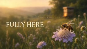 A bee in flight or on a bloom capturing the quiet presence of the bee