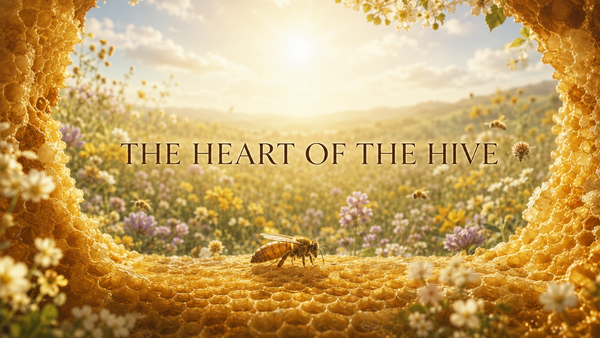 Close-up of honeycomb wax cells inside a beehive the journey of a queen bee