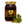 A 500g glass jar of Bee Mercy Raw Honey Oak flavor with a gold lid and a black label with yellow and orange accents, shown next to fresh green oak leaves and acorns on a white background.